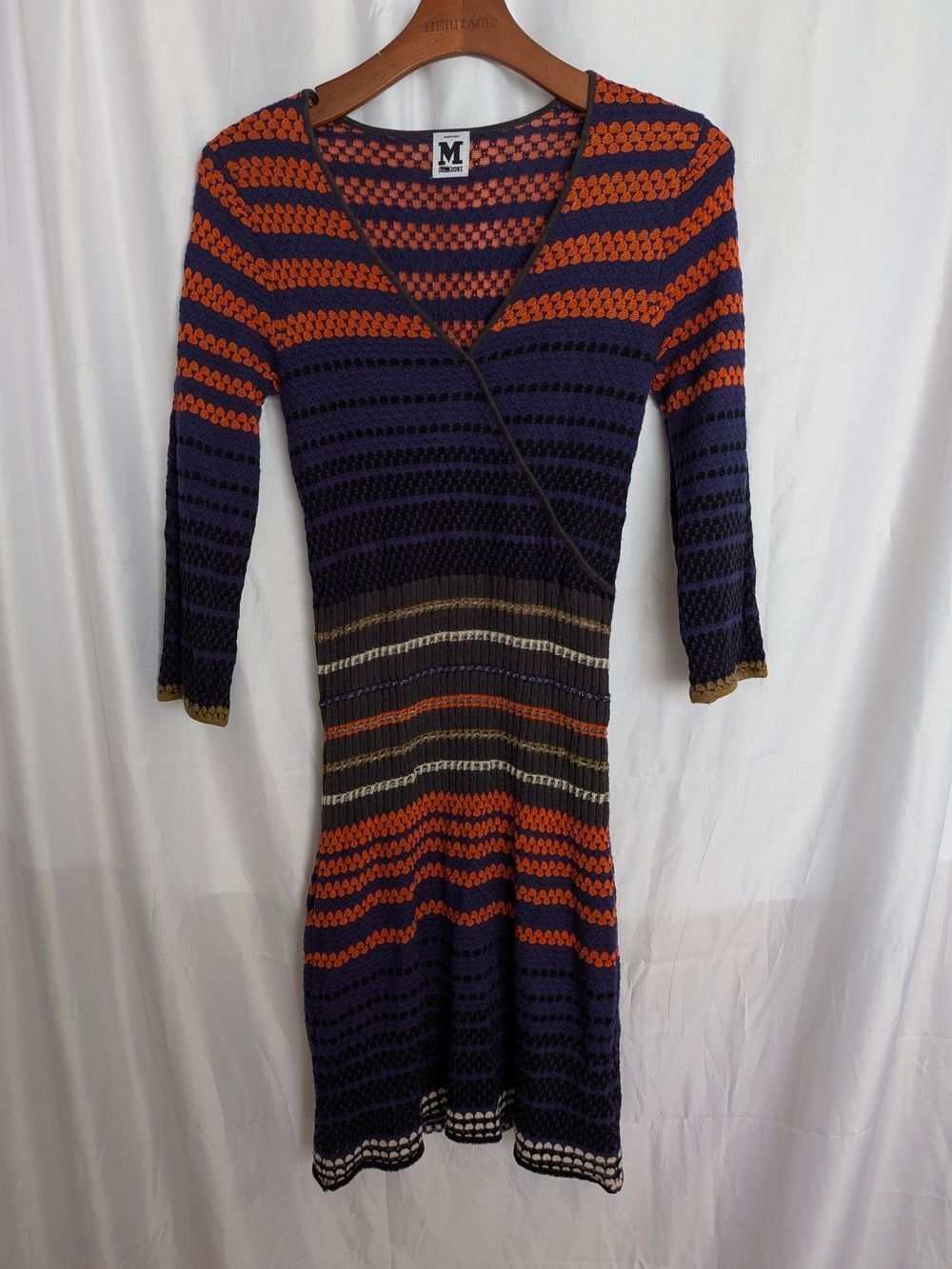 M by Missoni Purple, Orange and Brown Striped Knit Dress Size 2